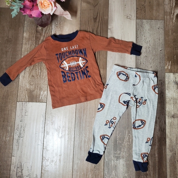 Carter's Baby Toddler Boy Size 18m 2pc Pajama Set Football Graphics EUC - Picture 12 of 14